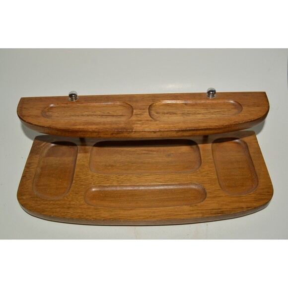 Vintage MINTY Wooden Men's Dresser Jewelry Watch Cuff Links Tie Bars Organizer - Picture 2 of 7